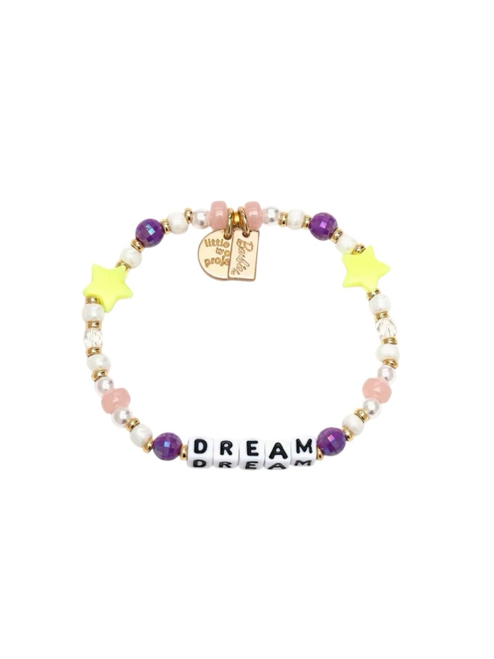 Barbie x Little Words Project Pink, Purple & Neon Yellow 'DREAM' Beaded Bracelet